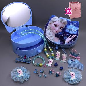 Children's jewelry box princess girl head jewelry set bracelet necklace ring storage makeup box birthday gift