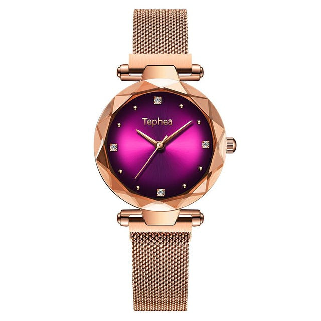 Luxury Rose Gold Women Watches Fashion Diamond Ladies Starry Sky Magnet Watch Waterproof Female Wristwatch For Gift Clock 2019