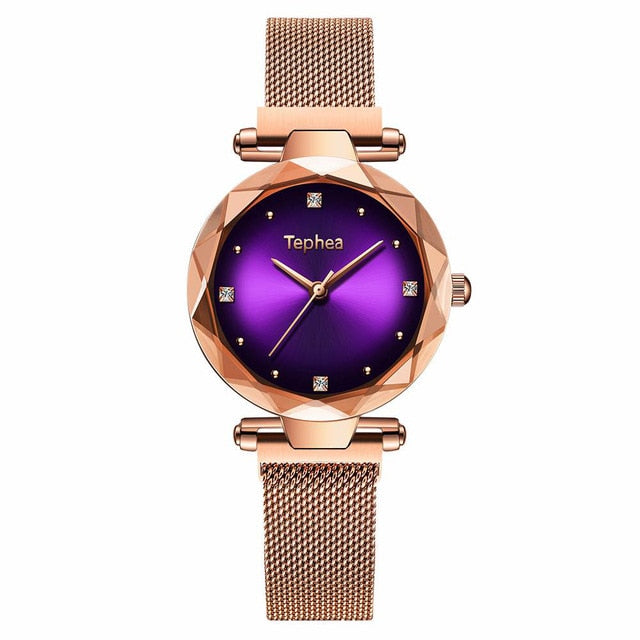 Luxury Rose Gold Women Watches Fashion Diamond Ladies Starry Sky Magnet Watch Waterproof Female Wristwatch For Gift Clock 2019