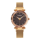 Luxury Diamond Rose Gold Women Watches Fashion Ladies Starry Sky Magnetic Watch Casual Mesh Steel Rhinestone Female Wristwatch