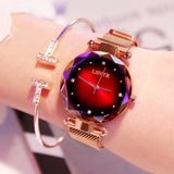 Luxury Rose Gold Women Watches Fashion Diamond Ladies Starry Sky Magnet Watch Waterproof Female Wristwatch For Gift Clock 2019