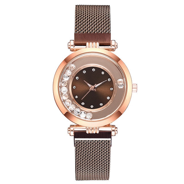 Luxury Diamond Women Magnetic Watches Fashion Ladies Bracelet Quartz Clock Mesh Steel Starry Dial Female Wristwatch reloj mujer